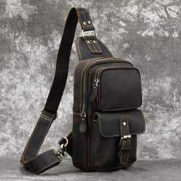 New Fashion Men's Chest Bag Single Shoulder Bagpack Bag Crossbody Chest Pack Vintage Style Male Travel Bags Genuine Leather Hot