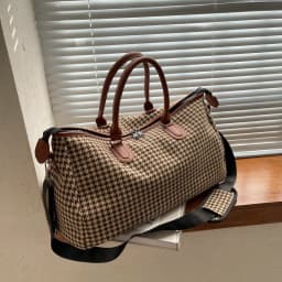 2025 retro travel handbag plaid pattern fitness yoga bag portable duffel bag storage large capacity multi-functional bag a001