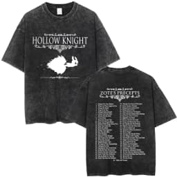 Washed Vintage Game Hollow Knight Double Sided Print T-shirt Men Women Fashion Casual T-shirts Oversized Short Sleeve T Shirts