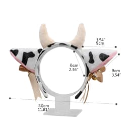 Cartoon Plush Cow Ears Headband With Bells Ribbon Bow Anime Lolita Hair Hoop Kawaii Animal Party Cosplay Headpiece