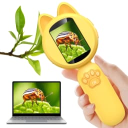 Outdoor Exploration Microscope for Kids Portable Digital Microscope with 2" IPS Screen, Summer Camping Travel STEM Toy Age 5-12