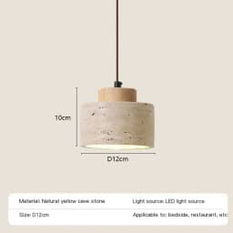 Vintage Restaurant Yellow Travertine Pendant Lamp Bedroom Bedside Cream Wabi-sabi Style Bar Desk Light Flying Saucer Dining LED
