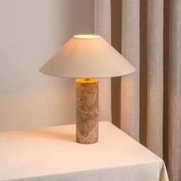Nordic Cylindrical Marble LED Table Lamp White Fabric Lampshade Living Room Study Restaurant Bedroom Desk Lights Home Decoration