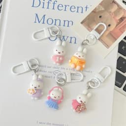 5pcs Miffy keychain creative high-value animation cartoon doll doll shape girl heart student diy schoolbag pendant decoration