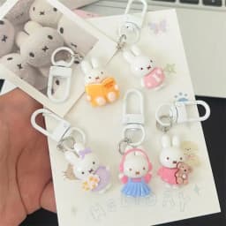 5pcs Miffy keychain creative high-value animation cartoon doll doll shape girl heart student diy schoolbag pendant decoration