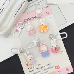 5pcs Miffy keychain creative high-value animation cartoon doll doll shape girl heart student diy schoolbag pendant decoration