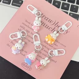 5pcs Miffy keychain creative high-value animation cartoon doll doll shape girl heart student diy schoolbag pendant decoration
