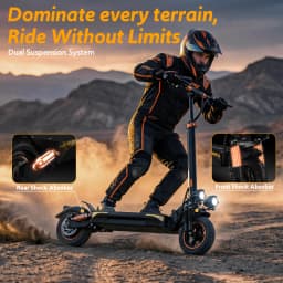 Off Road Electric Scooter, 1200W Motor, 25 Miles Range, 31 MPH, 11" All Terrain Tire, E-Scooter for Adults with Double Suspension & Side Light Disc Brakes