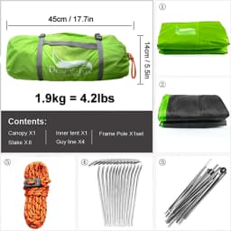 Desert&Fox 2 Person Tent Lightweight 3 Season Backpacking Tents for Couple Family Hiking Camping Aluminum Pole Waterproof Tent