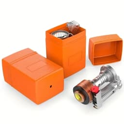 Outdoor Portable Camping Stove Backpacking Gas Stove with Piezo Ignition Wind-Resistant Stable Support for Cooking