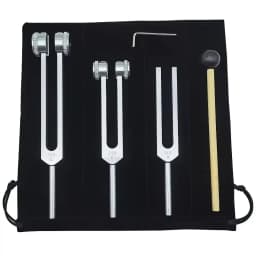 Tuning Forks Set 128Hz 256Hz 512Hz with Hammer & Bag, Professional Sound Therapy Instruments for Healing, Chakra, Yoga