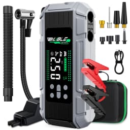 6-in-1 8000A Portable Emergency Jump Starter Features a 150PSI Air Compressor, a Barbecue Blower, and Can Also Charge Mobile Phones and Tablets.