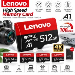 Lenovo A2 Micro TF SD Card Memory Card 64GB 128GB 256GB 512GB U3 V60 4K Full HD Flash Card for Switch Phone Computer Drone GoPro