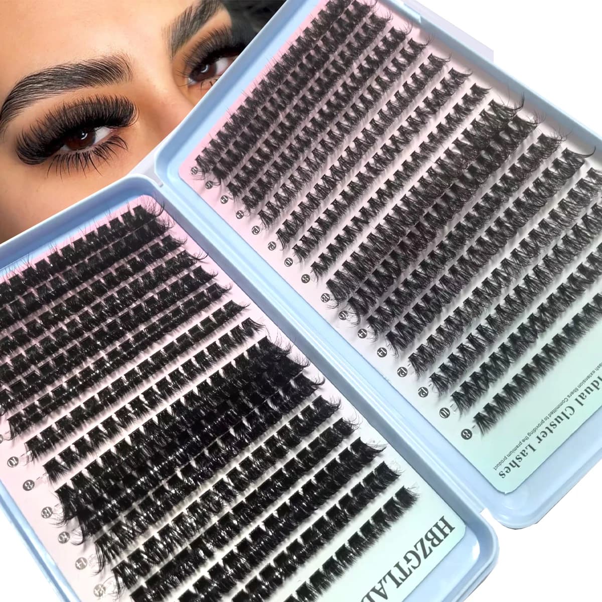 HBZGTLAD 32rows Fluffy Thick Eyelash Clusters Wispy Individual Lashes 30D-100D Mix Eyelash Extensions False Eyelashes