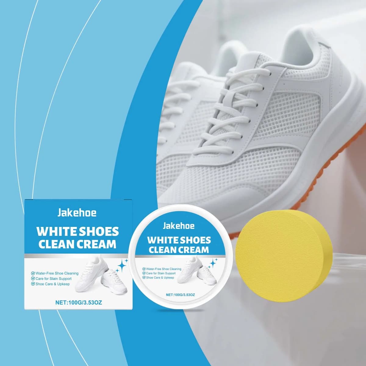 White Shoe Cleaner Cream Sneaker Stain Remover Waterless Cleaning Paste Whitening Repair Polish Leather Canvas Shoe Care 100g