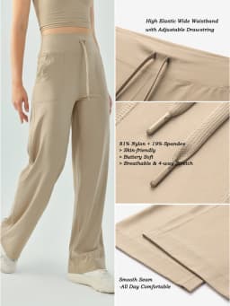 Yoga Pants Women Wide Leg Pants with Pockets High Waist Stretch Work Dress Pants Buttery Soft Casual Lounge Sweatpants Comfy