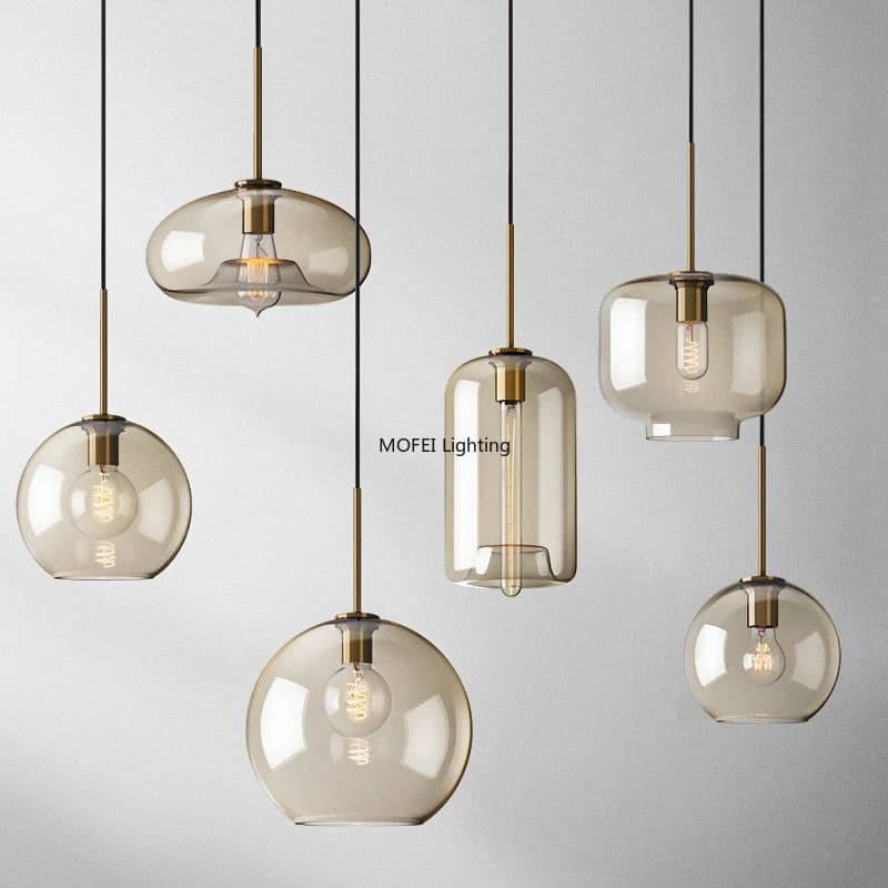 Art Industrial Retro E27 Glass Pendant Light Nordic Loft Chandelier Kitchen Restaurant Minimalist Hanging Lamp Suspension LED