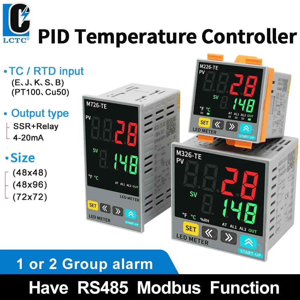 LCTC PID Temperature Controller SSR+Relay 4-20mA Output PID Regulator TC/RTD Input Digital Instrument 48*48 48*96 72* 72mm
