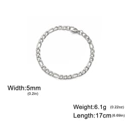 My Shape Fashion Cuban Chain Men Bracelet Stainless Steel 3/5/7/9mm Width Chain Bracelets Figaro Chain Wrist Jewelry Couple
