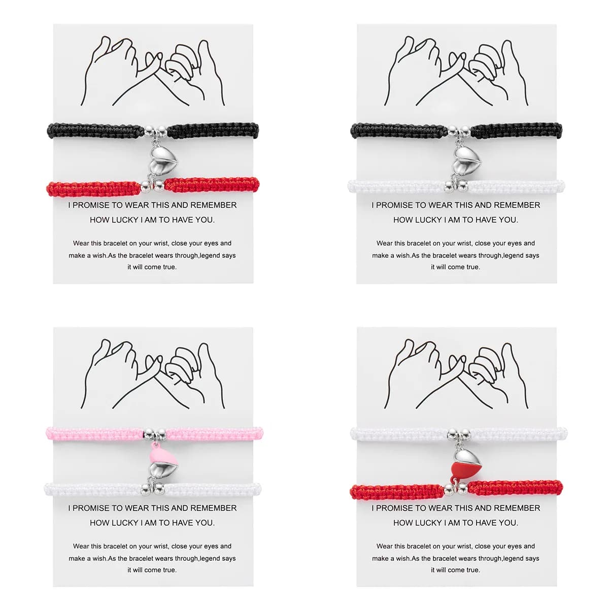 2Pcs/Set Romantic Heart Magnetic Attract Couple Bracelet For Women Men Fashion Braided Rope Matching Bracelet Friendship Jewelry