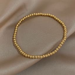 Greatera 3/4mm Stainless Steel Beads Elastic Bracelets for Women Gold Plated Tricolor Beaded Chain Bracelet Waterproof Jewelry
