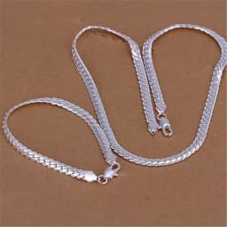 925 sterling silver 18K gold Christmas gifts Flat snake 5MM chain necklace bracelets fashion For man women jewelry wedding