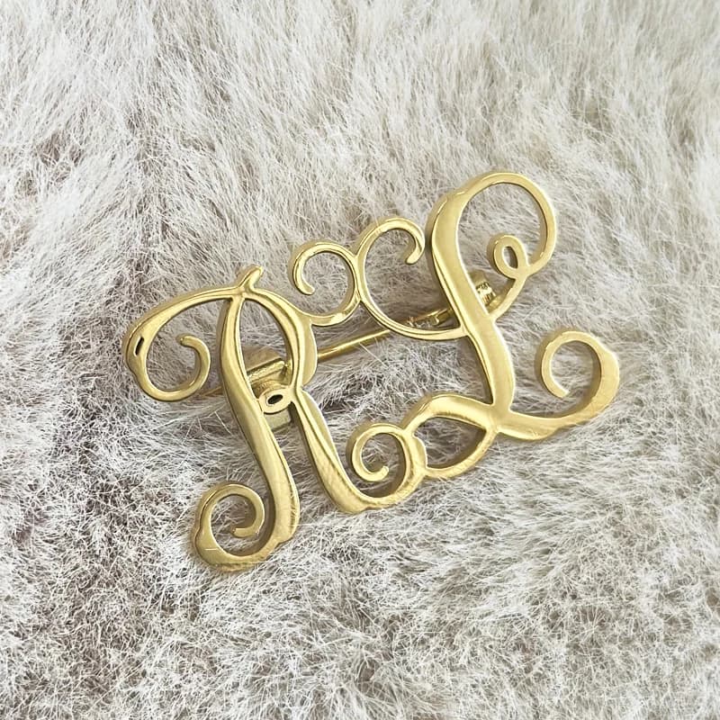 Custom 1-3 Letters Brooch Personalized Name Pin Brooch Fashion Monogram Initial Name Stainless Steel Brooch Jewelry For Bride