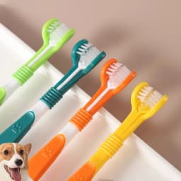 4pcs Colorful 3 Sided Dog Toothbrush Set Triple Head Pet Dental Brush for Small Medium Large Dogs Oral Care Cleaning Tool