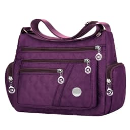 Pomelo Best Quilted Nylon Women Crossbody Shoulder Bag Multi Pockets with Adjustable Strap for Daily Travel