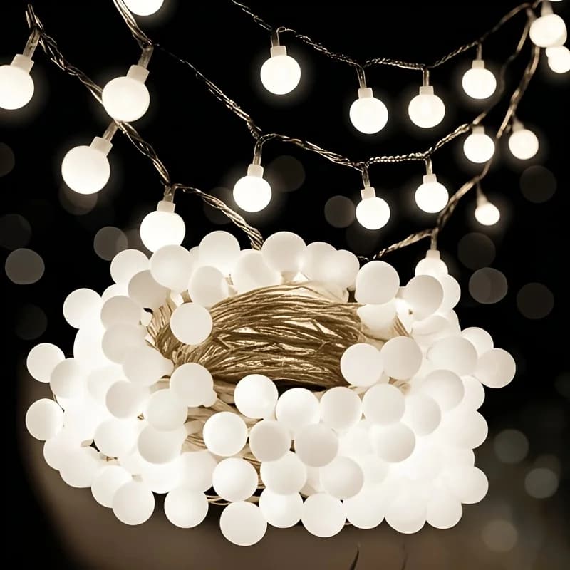 10/20/40/80/100LED Small White Ball String Lights USB/ Battery-powered Wreath Bedroom Wedding Camping Tent Christmas Decoration