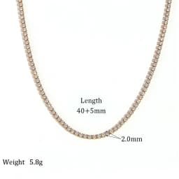 Tennis Bracelet Necklace Women 14K Gold/Silver Plated Rhinestone Choker Necklace Dainty Cubic Zirconia Cut Faux Diamond Chain