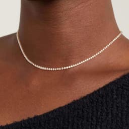 Tennis Bracelet Necklace Women 14K Gold/Silver Plated Rhinestone Choker Necklace Dainty Cubic Zirconia Cut Faux Diamond Chain