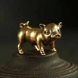 Retro Brass Handmade Pig Miniatures Figurines Desk Ornament Metal Copper Animal Model Toy Tea Pets Decoration Crafts Accessories