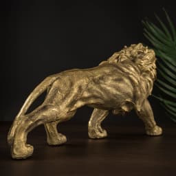 NORTHEUINS Resin Golden Lion King Figurines Home Office Desktop Modern Animal Statue Decoration Accessories Living Room Decor