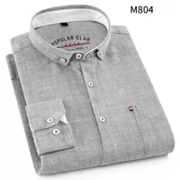 Fashion Korean Clothes Linen Cotton Long-Sleeve Shirts for Men Slim Fit Casual Plain Shirt Single Pocket Designer White Shirt