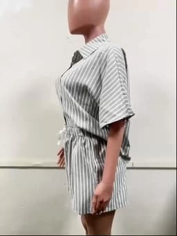Summer Women's Striped Shirt Casual Shorts Suit Women's Two-piece Set Loose Beach Style Women's Knitted Suit Matching Pants