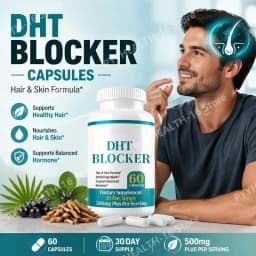 DHT Blocker Capsules with Biotin 5000mcg, Vitamin C, D, E, B6 & Zinc for Healthy Hair and Skin Support, Gluten-Free, 60 Count