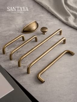 Santaya U-shaped Antique Brass Brushed Furniture Handle Solid Brass Shell Drawer Knob Modern Simple Kitchen Cabinet Long Pull