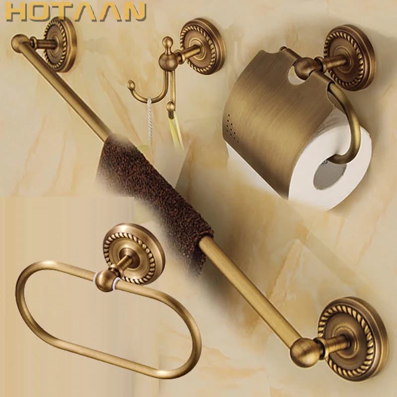 .,solid brass Bathroom Accessories Set,Robe hook,Paper Holder,Towel Bar,Towel Ring,bathroom sets,HT-812200-A