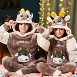 Winter Children's Pajamas Kids Plush Thicken Pajama Set Sleepwear Nightwear Boys Girls Pyjamas Hooded Pijamas for 4 6 8 12 Years