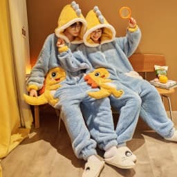 Unisex Men Women Animal Oneises Couple Pajamas One-piece Pyjamas Winter Coral Fleece Cartoon Homewear Large Size Hooded Jumpsuit