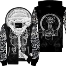 NewFashion Tessffel 3DPrint Odin God Fenrir Wolf Tattoo Harajuku Winter Thick Warm Fleece Hoodies Casual Coat Zipper Jacket X3