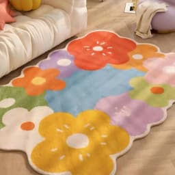 VIKAMA Multicoloured Floral Rug Stain-Resistant Non-Slip Entrance Hallway Doormat Living Room Sofa Recliner Rug Home Furnishing