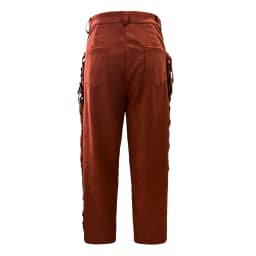 Men's Cowboy Fringe Bell Bottom Pants Faux Suede Leather Regular Fit High Waist Retro Buckled Pants Hippie Disco Cosplay Pants
