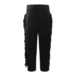 Men's Cowboy Fringe Bell Bottom Pants Faux Suede Leather Regular Fit High Waist Retro Buckled Pants Hippie Disco Cosplay Pants
