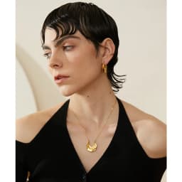 Yhpup New Stainless Steel 18K Gold Color Geometric Unusual Huggie Earrings Statement Stereoscopic Waterproof Stylish Jewelry
