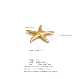 Yhpup 2025 Waterproof Smooth Stainless Steel Metal Starfish Brooches Pin Ocean Style Texture Clothing Accessories Wholesale
