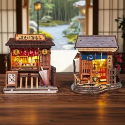 DIY Wooden Mountain Onsen Lodge Cottage Figurines Miniatures Kits Assembled Casa for Friends Birthday Gifts Home Decor Crafts