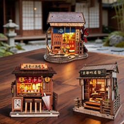 NEW DIY Wooden Japanese Mini Shop Cottage Casa Miniature Model Kits With Furniture Dollhouse for Friends Birthday Gifts