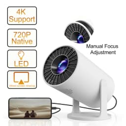 4K Decoding Native 1080P Mini Projector with Short-Throw Projection, Supporting 270° Rotation and Compatible with Laptops, Smart